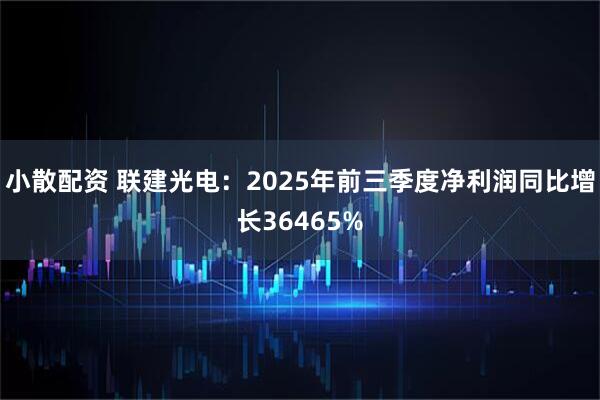 小散配资 联建光电：2025年前三季度净利润同比增长36465%